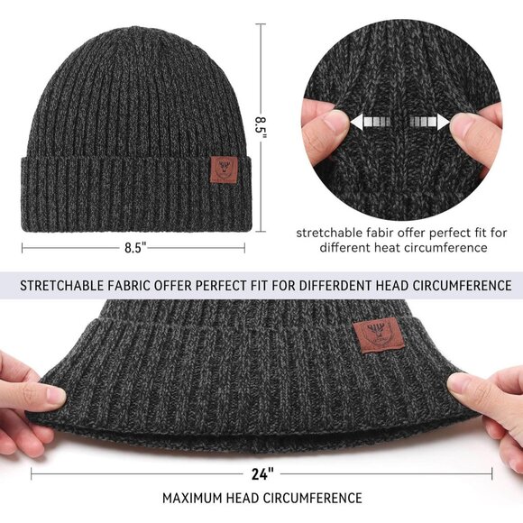 Classic Knitted Winter Beanie - Warm Polar Fleece Skull Cap for All Occasions - Picture 5 of 9